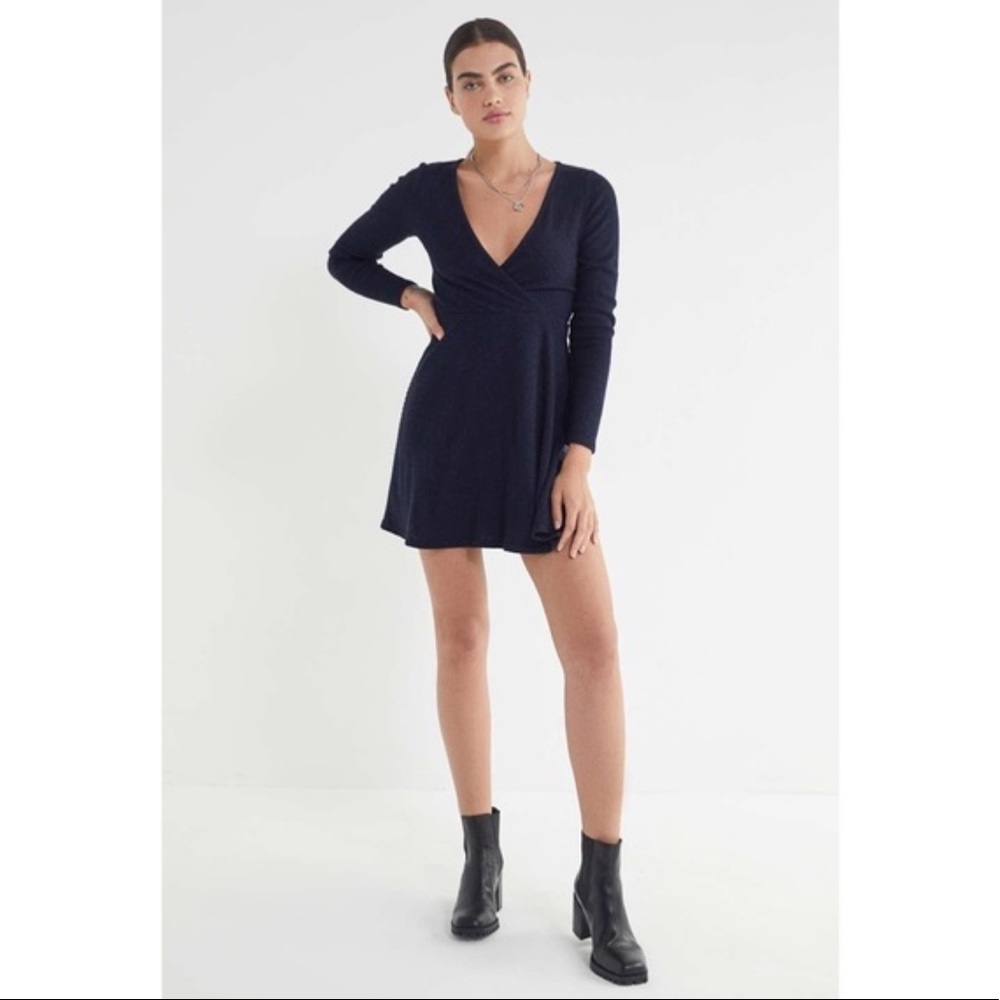 NWT UO Navy Blue Wrap Super Soft Sweater Dress